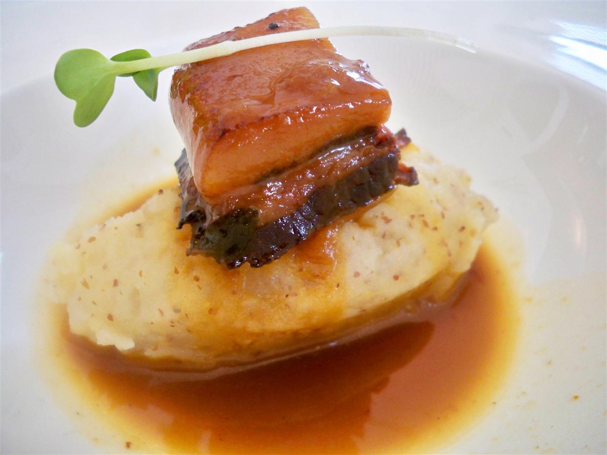 Braised Pork Belly with mustard mash