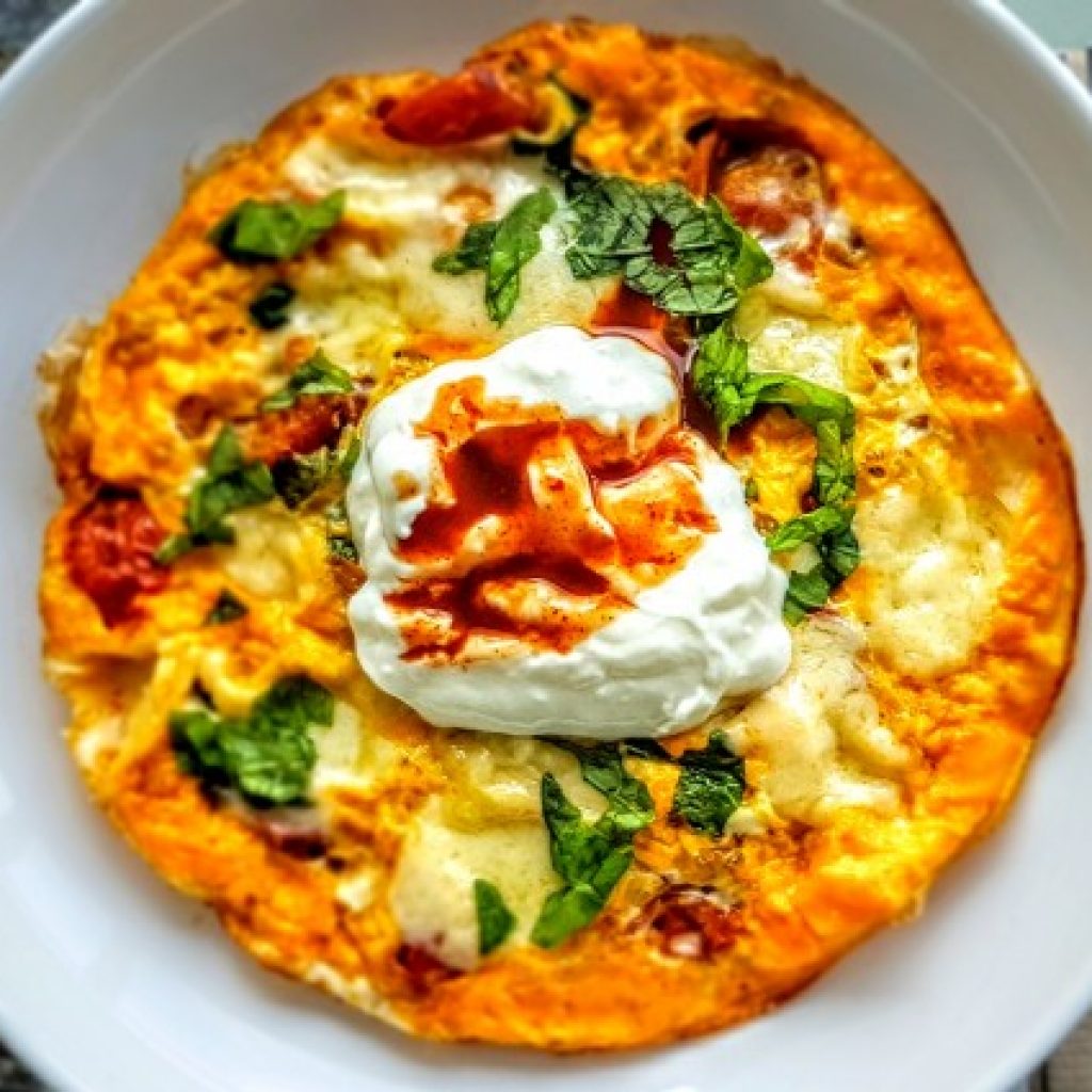 Tomato, basil and ricotta cheese frittata
